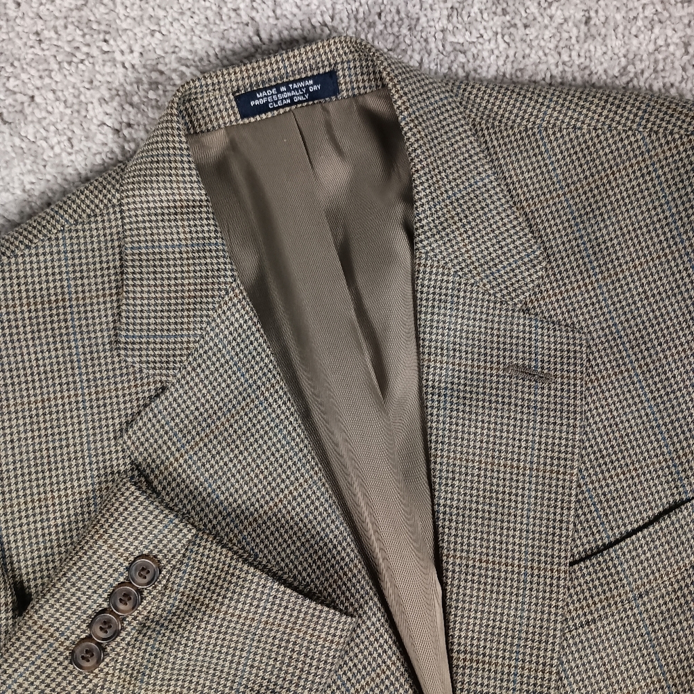 Chaps Ralph Lauren Fitzgerald Houndstooth Silk/Wool Blend 40R Men's Blazer